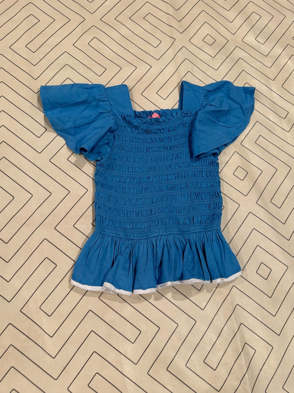 Bisby Blue Smocked Ruffle Top